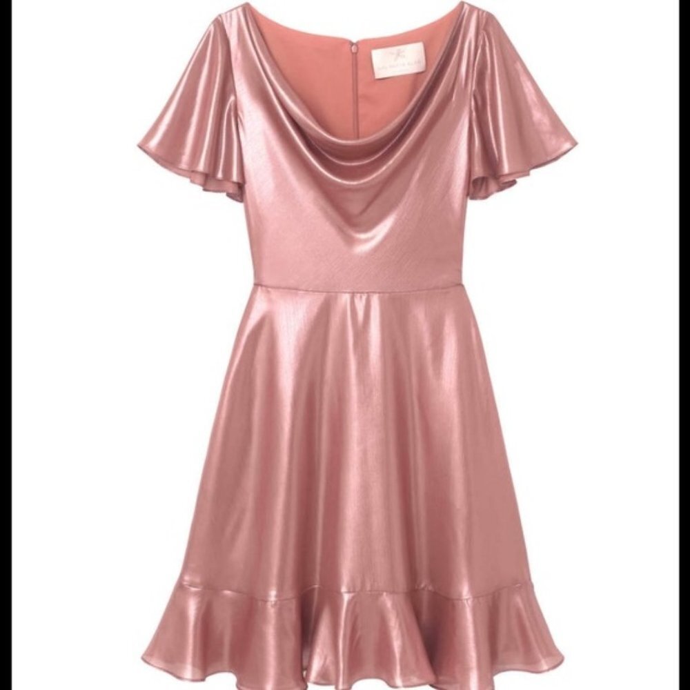 Gal Meets Glam Dress Pink shimmer Cowl Neckline NWT